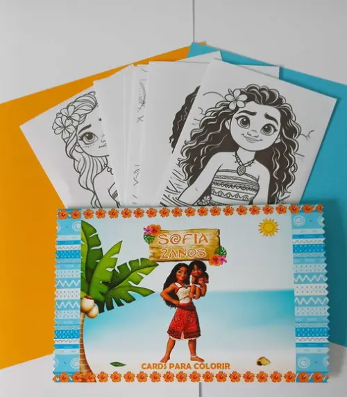 Cards para Colorir - Moana