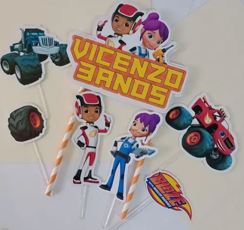 Topo de Bolo/cake Topper Blaze e os Monster Machines
