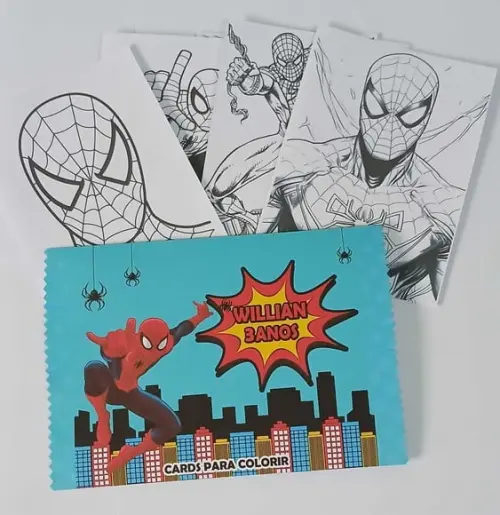 Cards para Colorir - Homem Aranha