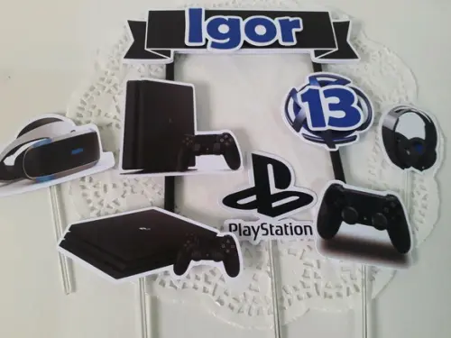 Topo de Bolo/Cake Topper PlayStation