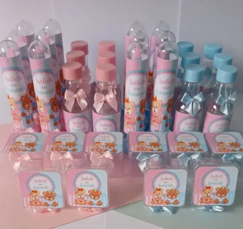 Kit Personalizado Chá Revelação Ursinho Realeza 3- 30 Peças