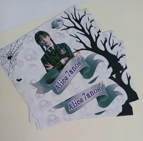 Rótulo para Balde de Pipoca Wandinha Addams