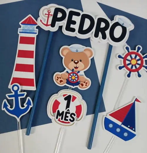 Topo de Bolo/cake Topper Ursinho Marinheiro