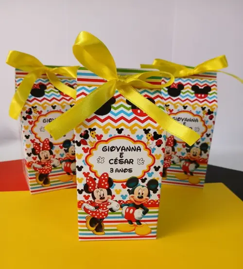 Caixa Milk Personalizada Minnie e Mickey
