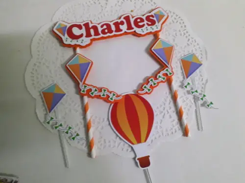 Topo de Bolo/Cake Topper Balão e Pipa