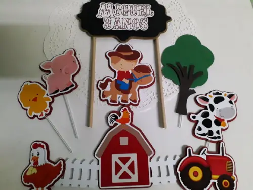 Topo de Bolo/cake Topper Fazendinha
