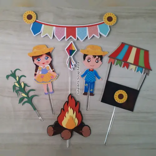 Topo de Bolo/cake Topper Festa Junina 2 - sem Personalização