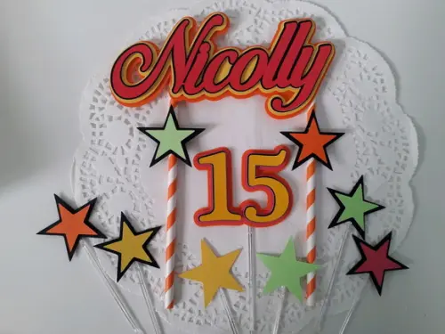 Topo de Bolo/Cake Topper Neon 2