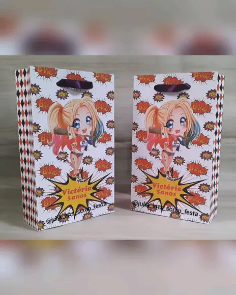 Sacolinha Personalizada Arlequina- Atenção ao Tamanho