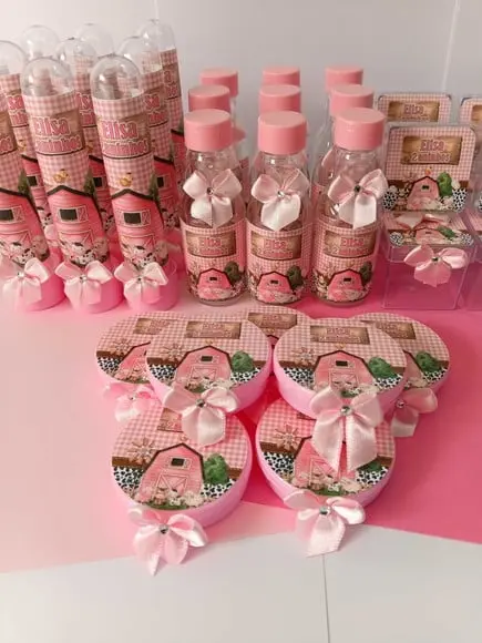 Kit Festa Personalizado 40 Peças - Fazendinha Rosa