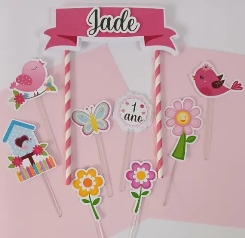 Topo de Bolo/cake Topper Jardim Encantado