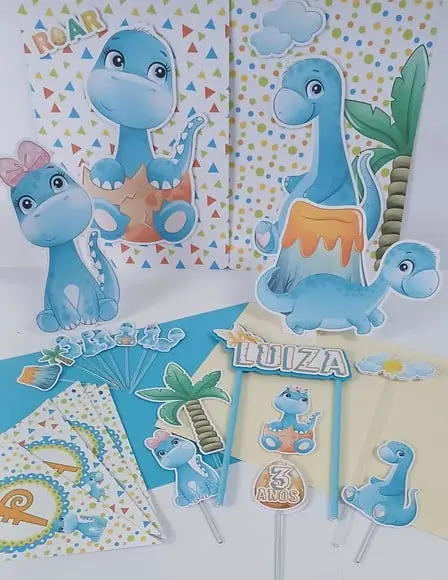 Kit Festa Só Um Bolinho Dino Azul