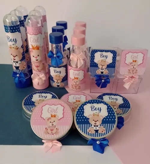 Kit Personalizado Chá Revelação Ursinho Realeza 2 - 40 Peças
