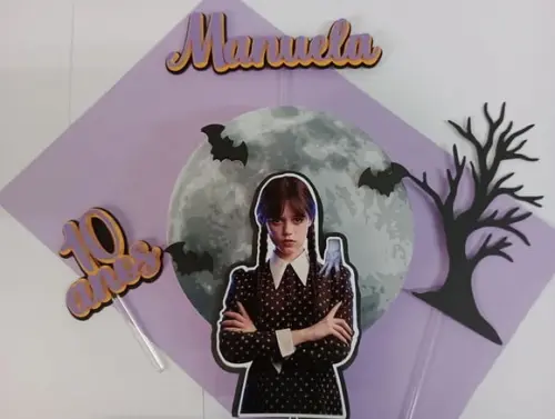 Topo de Bolo/cake Topper Wandinha Addams