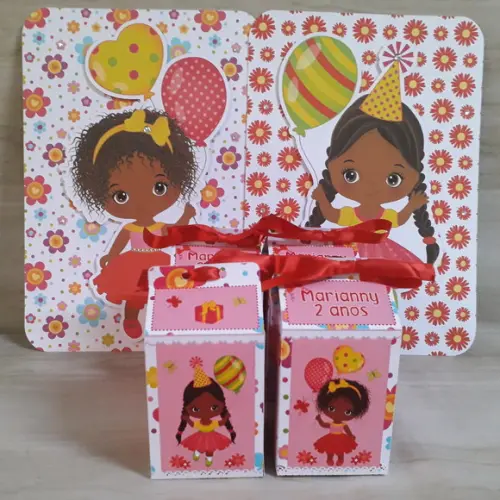 Caixa Milk Personalizada Menina Afro