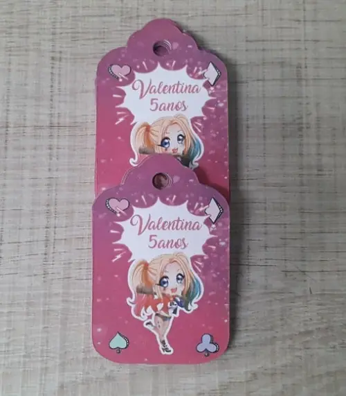 Tag de Agradecimento Personalizada Arlequina