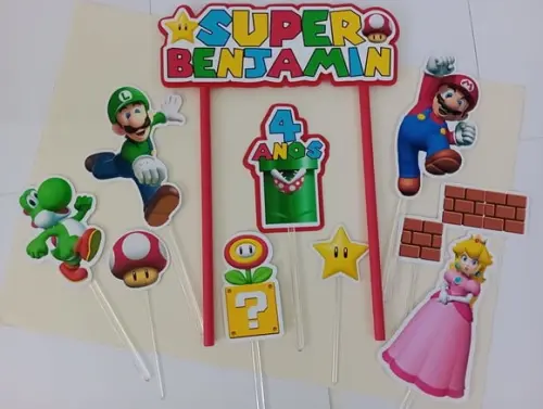 Topo de Bolo/cake Topper Super Mario