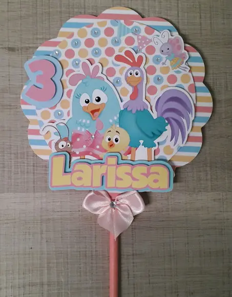 Topo de Bolo Circular Galinha Pintadinha Candy Color