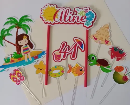 Topo de Bolo/cake Topper Verão Praia 2