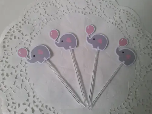 Toppers Para Docinhos Elefante Rosa