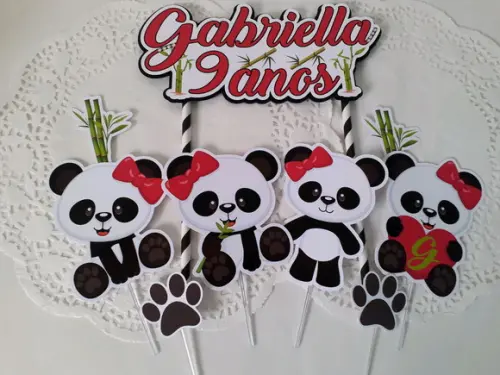 Topo de Bolo/Cake Topper Ursinho Panda