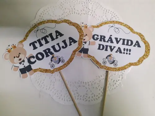 Plaquinhas Divertidas - Ursinho Realeza