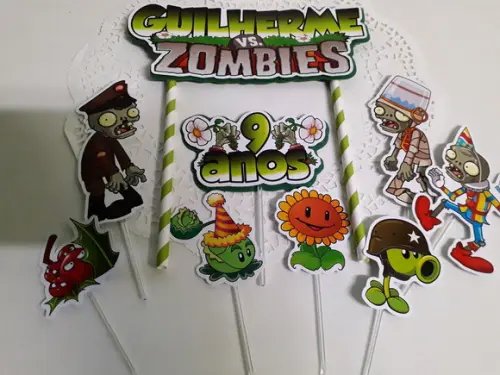 Topo de Bolo/Cake Topper Plants vs Zombies