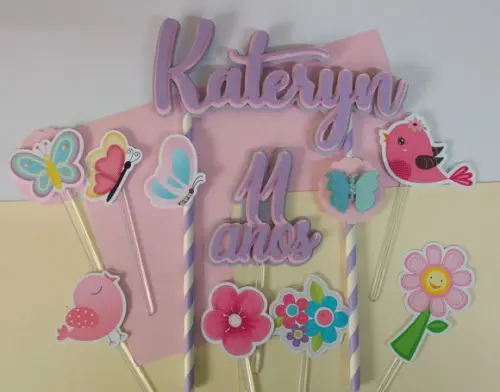 Topo de Bolo/cake Topper Jardim Encantado