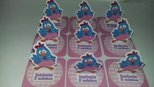 Apliques 3D Galinha Pintadinha - para caixinhas de acrílico