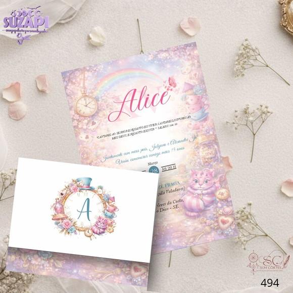 Convite 15 Anos A5 Alice no Pais das Maravilhas