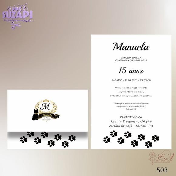 Convite 15 Anos A5 Gato Preto