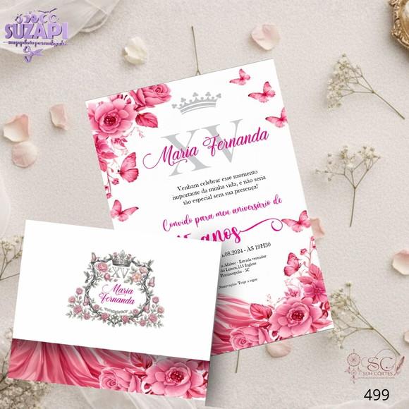 Convite 15 Anos A5 Rosa com Boneca
