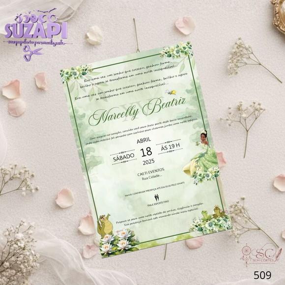 Convite 15 Anos A5 Tiana Verde Oliva