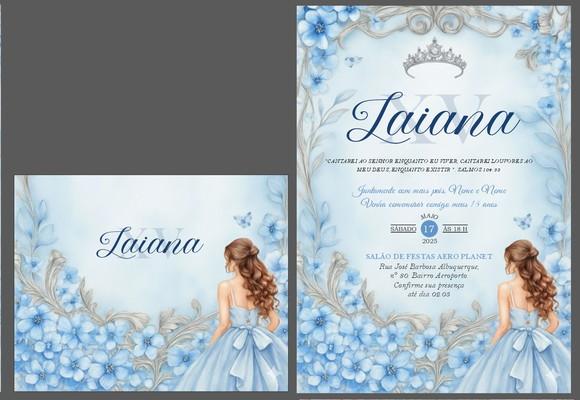 Convite 15 Anos Boneca Azul A5 Matt 380cd
