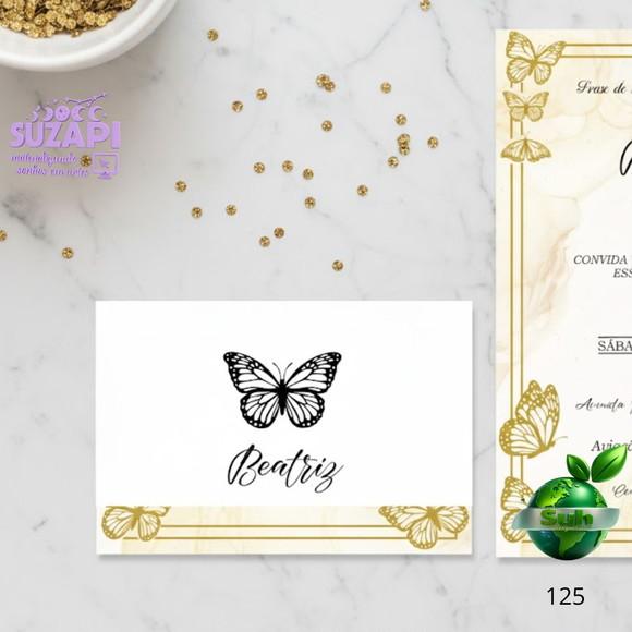 Convite 15 Anos Preto e Dourado com Laço Promocional