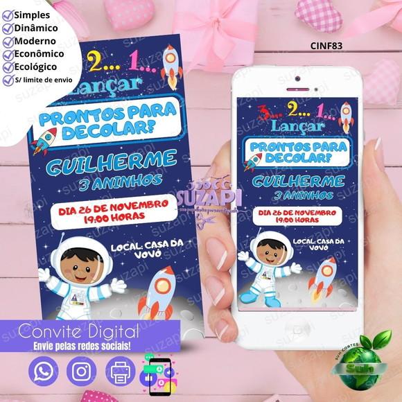 Convite Astronauta 2 Digital Virtual Whatsapp