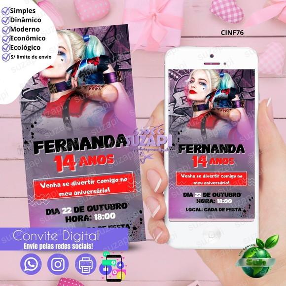 Convite Arlequina Digital Virtual Whatsapp