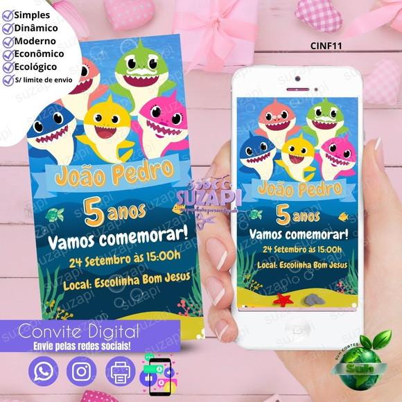 Convite Baby Shark 2 Digital Virtual Whatsapp
