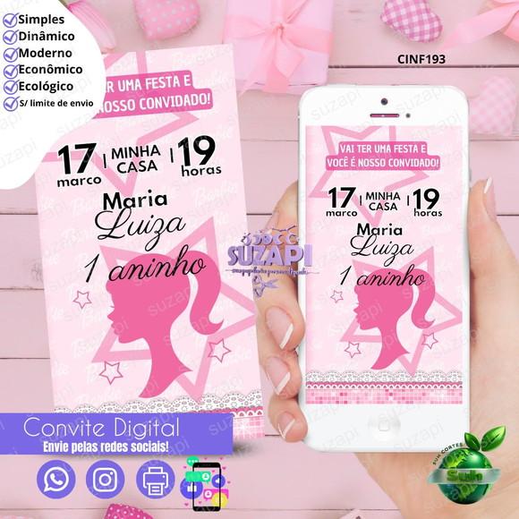 Convite Barbie 4 Digital Virtual Whatsapp