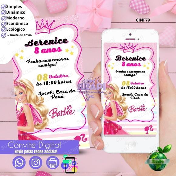 Convite Barbie Digital Virtual Whatsapp