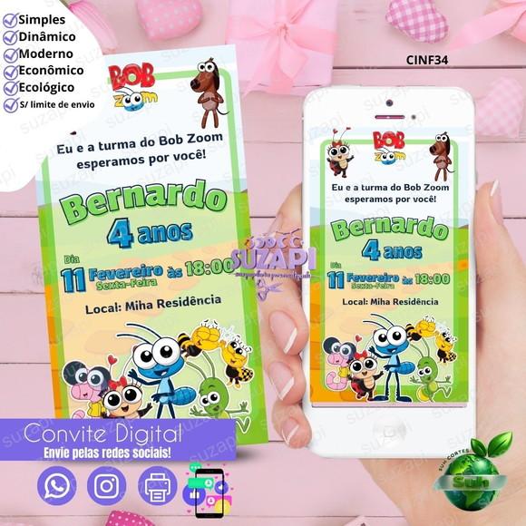 Convite Bob Zoom 2 Digital Virtual Whatsapp