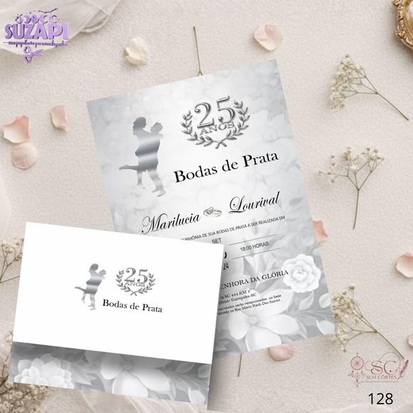 Convite Bolda de Prata Floral Tam A5
