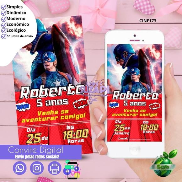 Convite Capitão América Digital Virtual Whatsapp