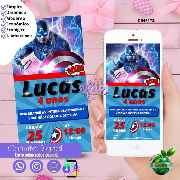 Convite Capitão América Digital Virtual Whatsapp