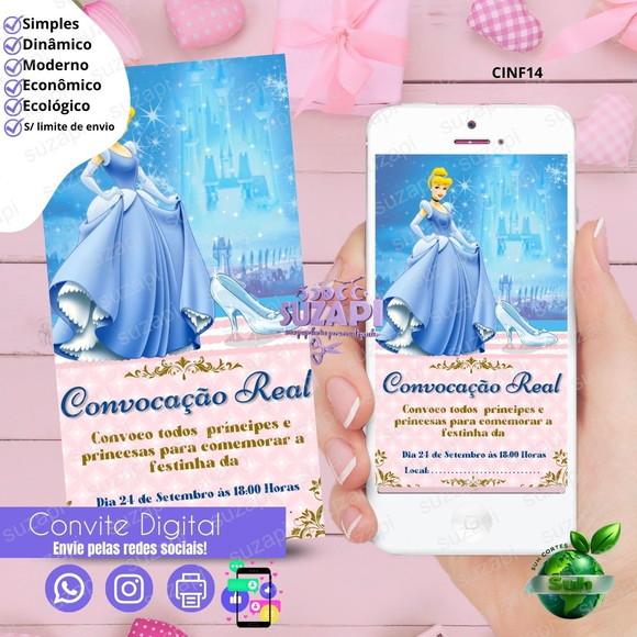 Convite Cinderela 2 Digital Virtual Whatsapp