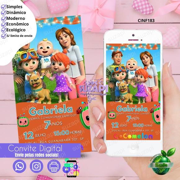 Convite Cocomelon Digital Virtual Whatsapp