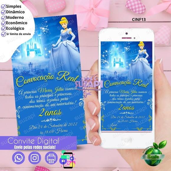 Convite Cinderela Digital Virtual Whatsapp