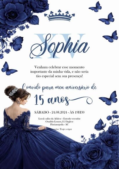 Convite de 15 Anos Azul Marinho 390