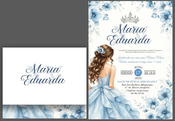 Convite de 15 Anos Azul com Prata Cd.381