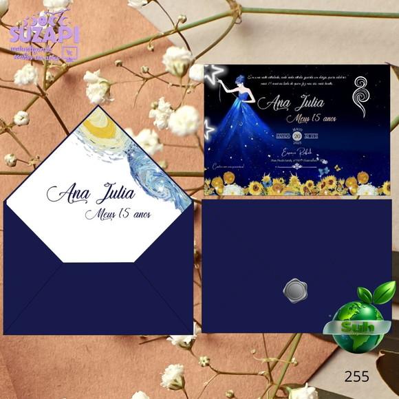 Convite de 15 Anos Azul Noite Estrelada Van Gogh